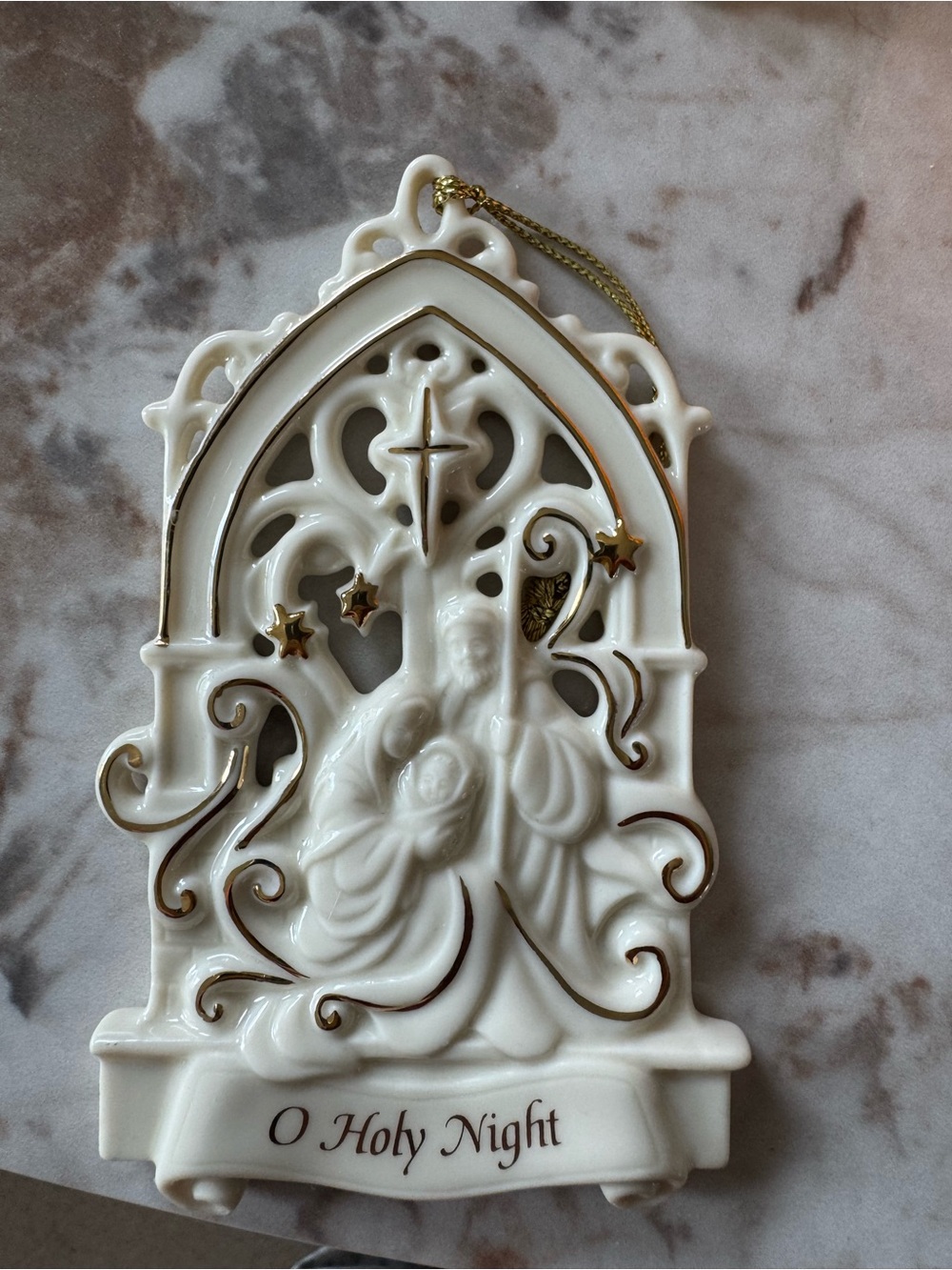 Lenox Ivory and Gold 'Holy Night' Hanging Ornament